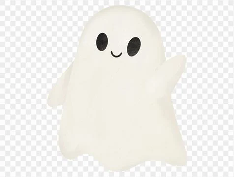 Simple smiling watercolor ghost cute Halloween character vector. Stock Illustration