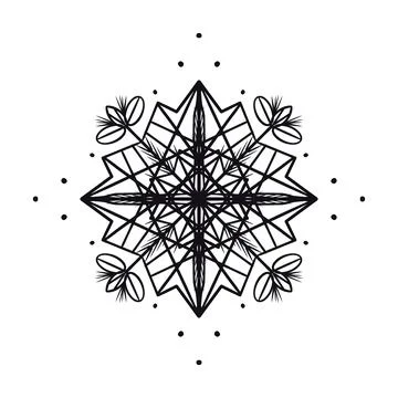 Simple snowflake with black lines Stock Illustration