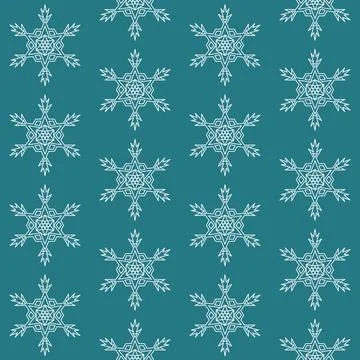 Simple snowflake on green background, christmas seamless pattern Illustrazione stock