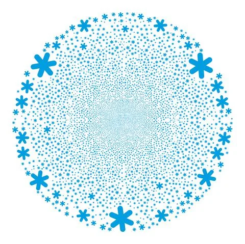 Simple Snowflake Icon Collage Explosion Round Globula Stock Illustration