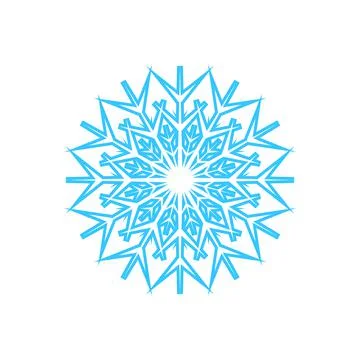 Simple snowflake made of blue lines. Festive decoration for New Year and Stock Illustration