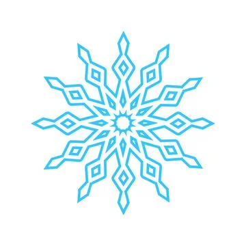 Simple snowflake made of blue lines. Festive decoration for New Year and Stock Illustration