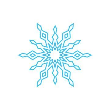 Simple snowflake made of blue lines. Festive decoration for New Year and Stock Illustration