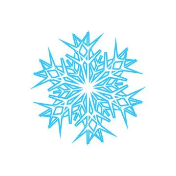 Simple snowflake made of blue lines. Festive decoration for New Year and Stock Illustration