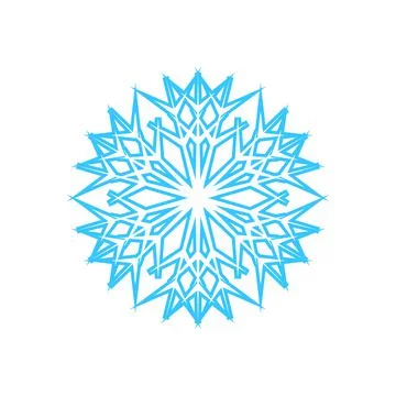 Simple snowflake made of blue lines. Festive decoration for New Year and Illustrazione stock