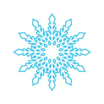 Simple snowflake made of blue lines. Festive decoration for New Year and Stock Illustration