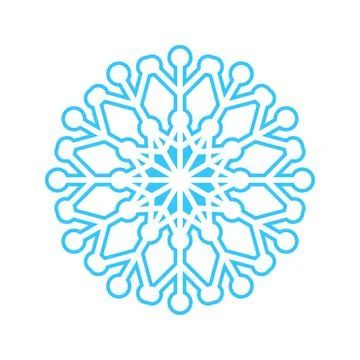 Simple snowflake made of blue lines. Festive decoration for New Year and Stock Illustration