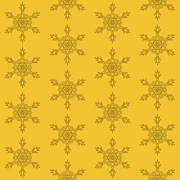 Simple snowflake on yellow background, christmas seamless pattern for decorat Stock Illustration