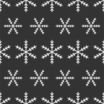 Simple snowflakes vector flat icons. Winter seamless pattern illustration. Fr Stock Illustration