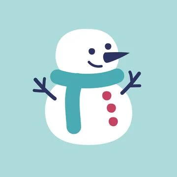 Simple snowman on light blue background vector image Stock Illustration