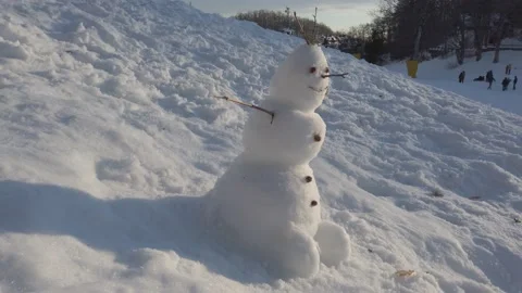 Simple snowman on Mount Terminillo. Stock Footage 232343856