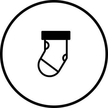 Simple sock icon illustration on white backdrop with a thin black round borde Stock Illustration