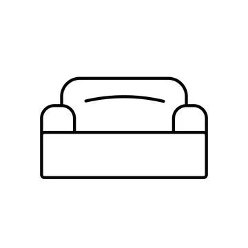 Simple sofa outline vector black icon. EPS 10..... Living room furniture symb Stock-Illustration