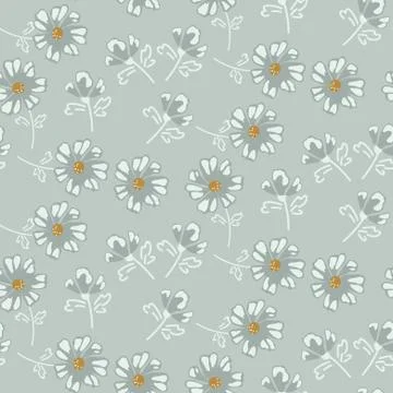 Simple soft blue daisy florals tender pastel colors seamless vector pattern for Stock Illustration