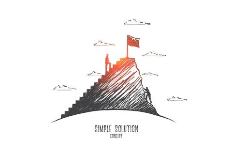 Simple solution concept. Hand drawn isolated vector. Stock Illustration