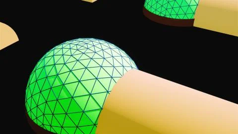 Simple space colony with special constructions in space, 3d render illustration 스톡 일러스트