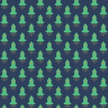 Simple spaceships seamless vector pattern Illustrazione stock