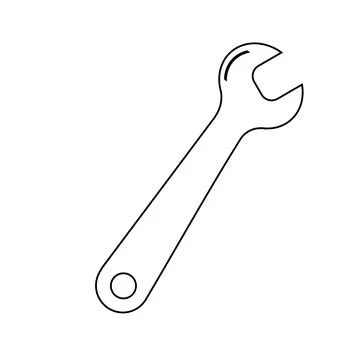 Simple spanner isolated on white background. Vector icon for apps and website Illustrazione stock