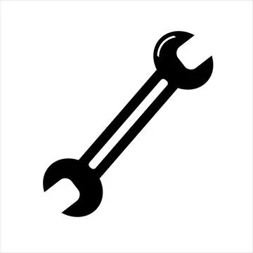 Simple spanner isolated on white background. Vector icon for apps and website Stock Illustration