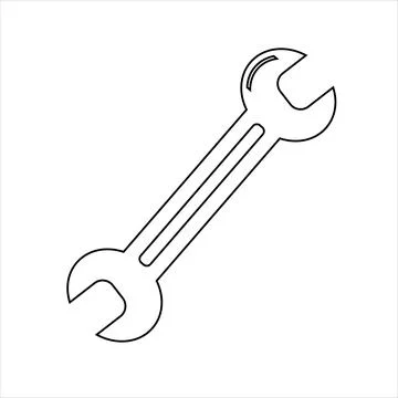 Simple spanner isolated on white background. Vector icon for apps and website Illustrazione stock