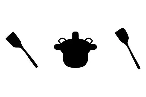 Simple spatula and boiling pot illustration Stock Illustration