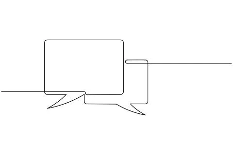 Simple speech bubble continuous one line drawing style for communication an.. Stock Illustration