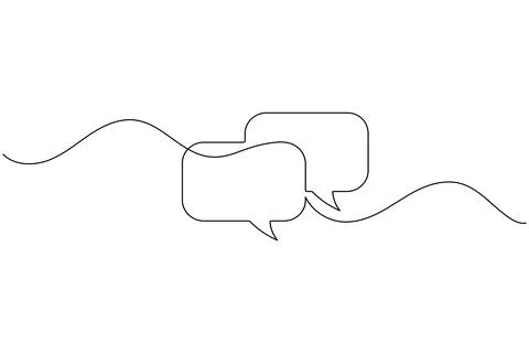 Simple speech bubble continuous one line drawing style for communication an.. Stock Illustration