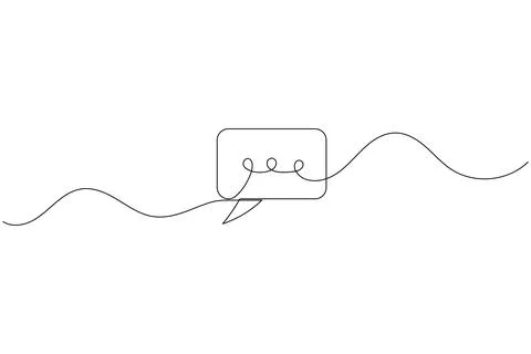 Simple speech bubble continuous one line drawing style for communication an.. Illustrazione stock