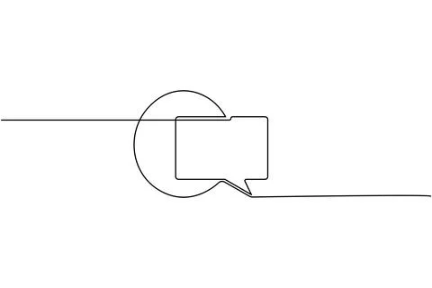 Simple speech bubble continuous one line drawing style for communication an.. Stock Illustration