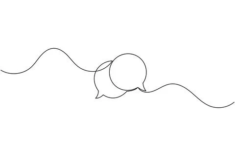 Simple speech bubble continuous one line drawing style for communication an.. Stock Illustration