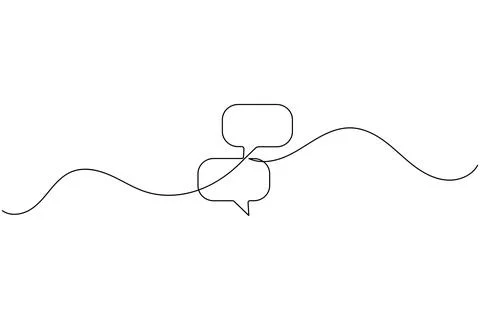 Simple speech bubble continuous one line drawing style for communication an.. Stock Illustration