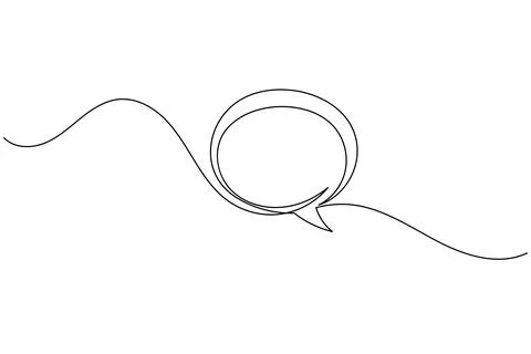 Simple speech bubble continuous one line drawing style for communication an.. Illustrazione stock