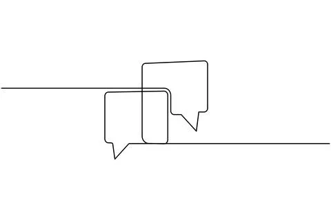 Simple speech bubble continuous one line drawing style for communication an.. Illustrazione stock