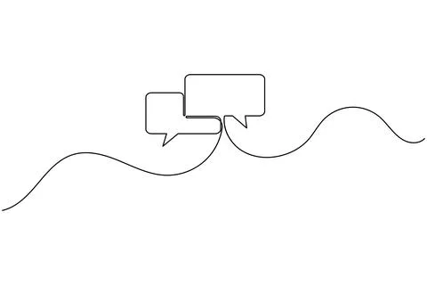 Simple speech bubble continuous one line drawing style for communication an.. Illustrazione stock