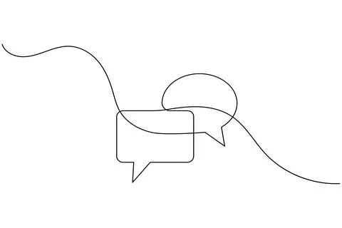 Simple speech bubble continuous one line drawing style for communication an.. Stock Illustration