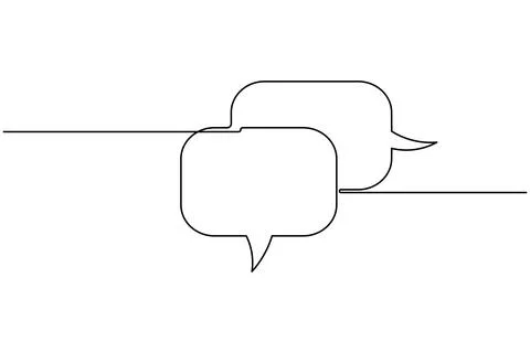 Simple speech bubble continuous one line drawing style for communication an.. Illustrazione stock