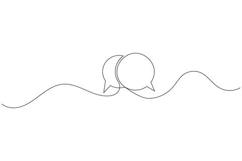 Simple speech bubble continuous one line drawing style for communication an.. Stock Illustration