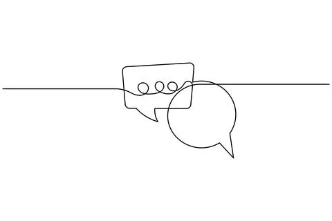 Simple speech bubble continuous one line drawing style for communication an.. Stock Illustration