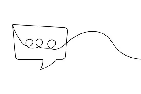 Simple speech bubble continuous one line drawing style for communication an.. Stock Illustration