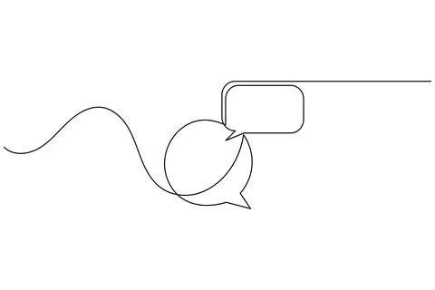 Simple speech bubble continuous one line drawing style for communication an.. Stock Illustration