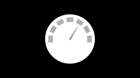 Simple speedometer gauge icon rising needle and square scale marks animation Stock Footage 337181397