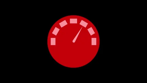 Simple speedometer gauge icon rising needle and square scale marks animation Stock Footage 337181399