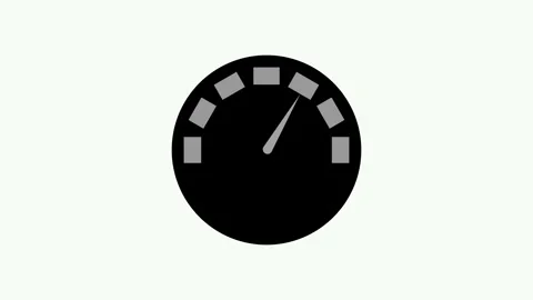 Simple speedometer gauge icon rising needle and square scale marks animation Stock Footage 337181406