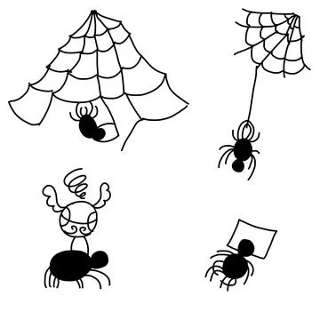 Simple spider in cartoon doodle style. Stock Illustration