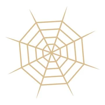 Simple spider web is catching insects on white background Stock Illustration