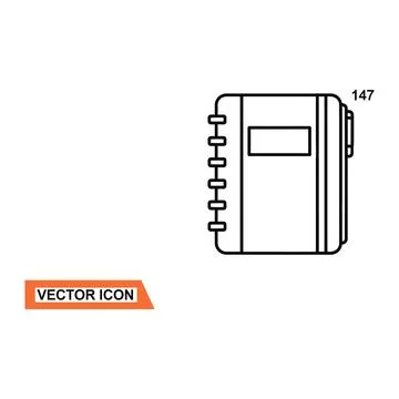 Simple spiral notebook pen office school stationery outline icon Stock Illustration