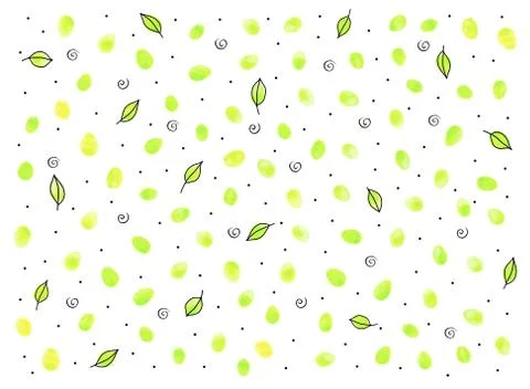 Simple spring background with watercolor eggs and dots. Happy Easter. Hand dr Stock Illustration