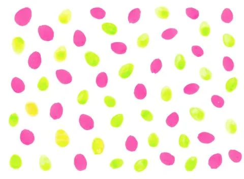 Simple spring background with watercolor eggs and dots. Happy Easter. Hand dr Stock Illustration