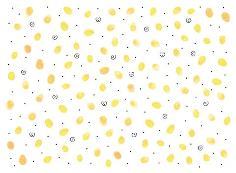Simple spring background with watercolor eggs and dots. Happy Easter. Hand dr Stock Illustration