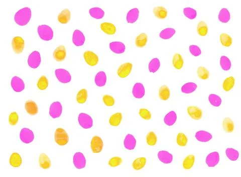 Simple spring background with watercolor eggs and dots. Happy Easter. Hand dr Stock Illustration